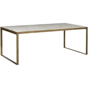 Evert 39.5 X 21.5 inch White / Antique Brass Coffee Table, Low